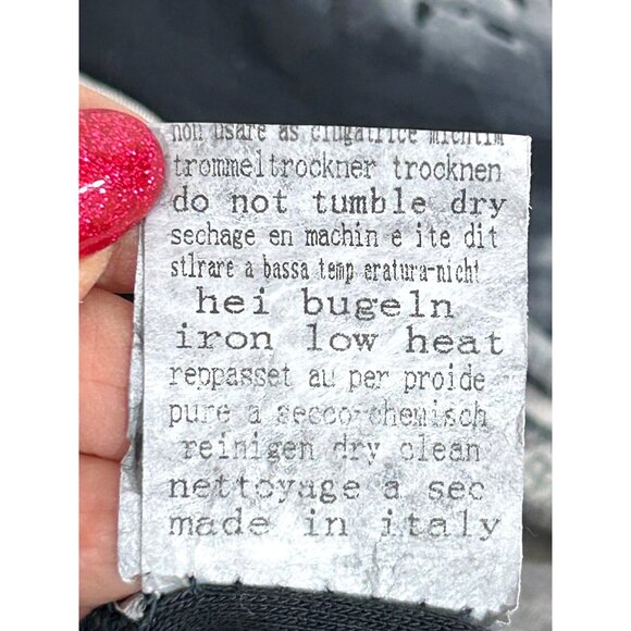 Tempo Paris Top M/L Black White Tie Dyed Long Sleeve Silk Italy Bell Sleeves - Picture 7 of 14